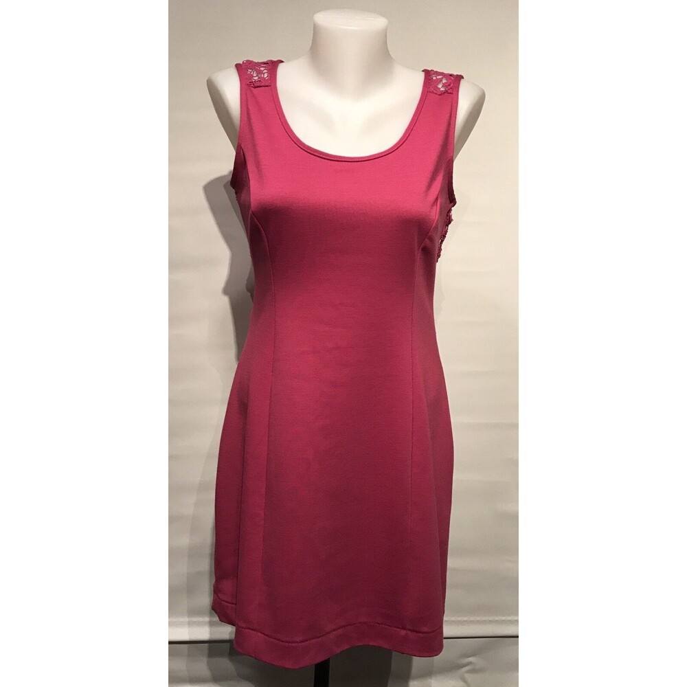 New Lauren Conrad Party Fitted Dress Bright Pink Size 8 Lace Detail